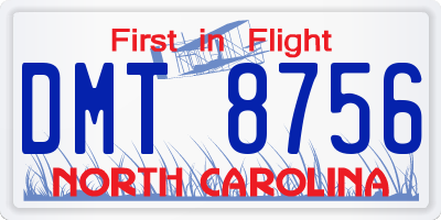 NC license plate DMT8756