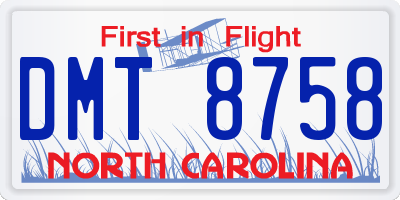 NC license plate DMT8758