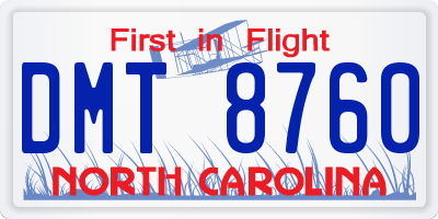 NC license plate DMT8760