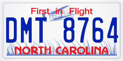 NC license plate DMT8764