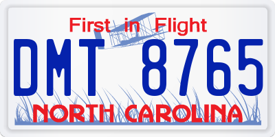 NC license plate DMT8765