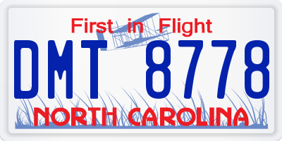NC license plate DMT8778