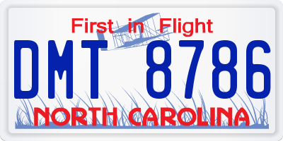NC license plate DMT8786