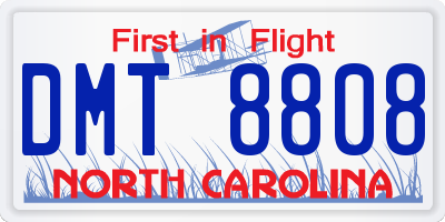 NC license plate DMT8808