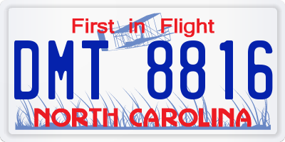 NC license plate DMT8816
