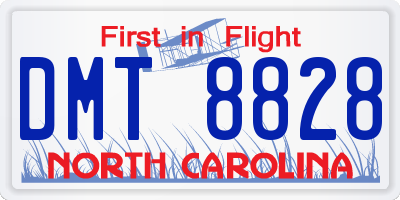 NC license plate DMT8828