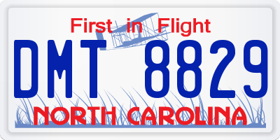 NC license plate DMT8829