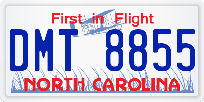 NC license plate DMT8855