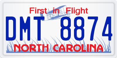 NC license plate DMT8874