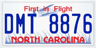 NC license plate DMT8876