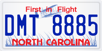 NC license plate DMT8885