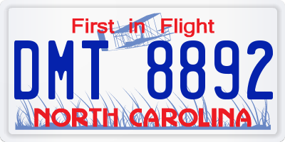 NC license plate DMT8892