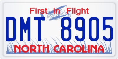 NC license plate DMT8905