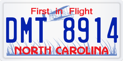 NC license plate DMT8914