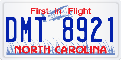 NC license plate DMT8921