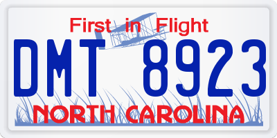 NC license plate DMT8923