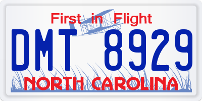 NC license plate DMT8929