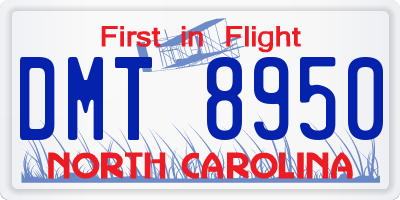 NC license plate DMT8950