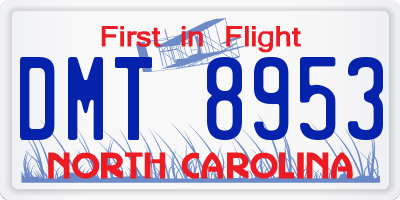 NC license plate DMT8953