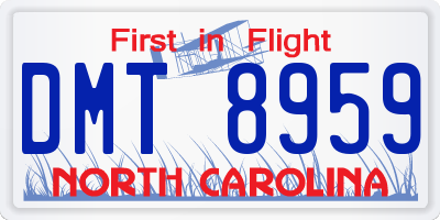 NC license plate DMT8959