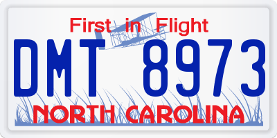NC license plate DMT8973