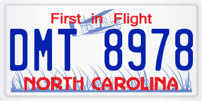 NC license plate DMT8978