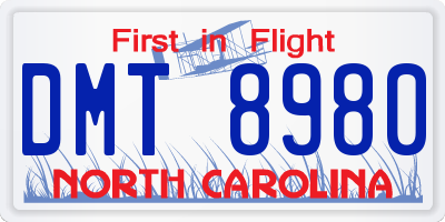 NC license plate DMT8980