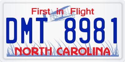 NC license plate DMT8981