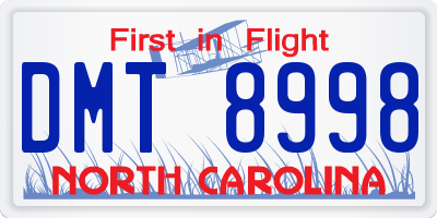 NC license plate DMT8998