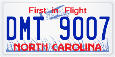 NC license plate DMT9007