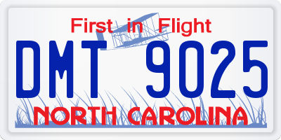 NC license plate DMT9025
