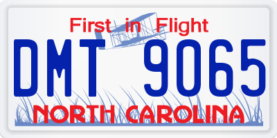 NC license plate DMT9065