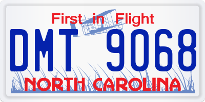NC license plate DMT9068