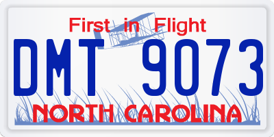 NC license plate DMT9073