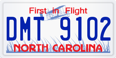 NC license plate DMT9102