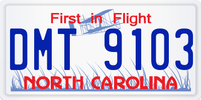 NC license plate DMT9103