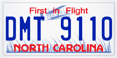 NC license plate DMT9110