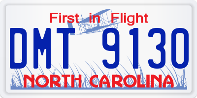 NC license plate DMT9130