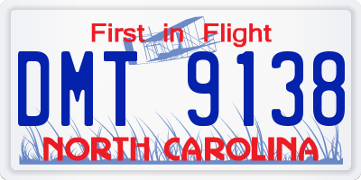 NC license plate DMT9138