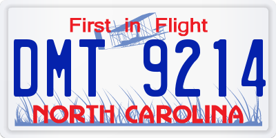 NC license plate DMT9214