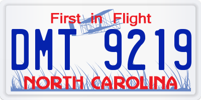 NC license plate DMT9219