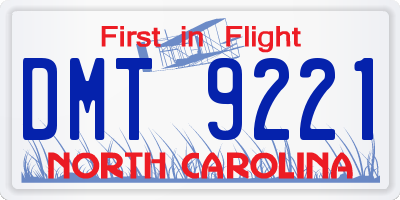 NC license plate DMT9221