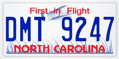 NC license plate DMT9247
