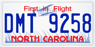 NC license plate DMT9258