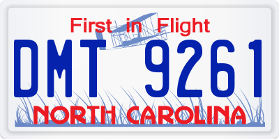 NC license plate DMT9261