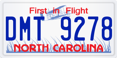 NC license plate DMT9278