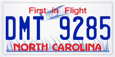 NC license plate DMT9285