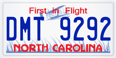 NC license plate DMT9292