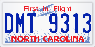 NC license plate DMT9313