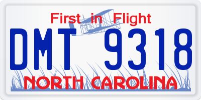 NC license plate DMT9318